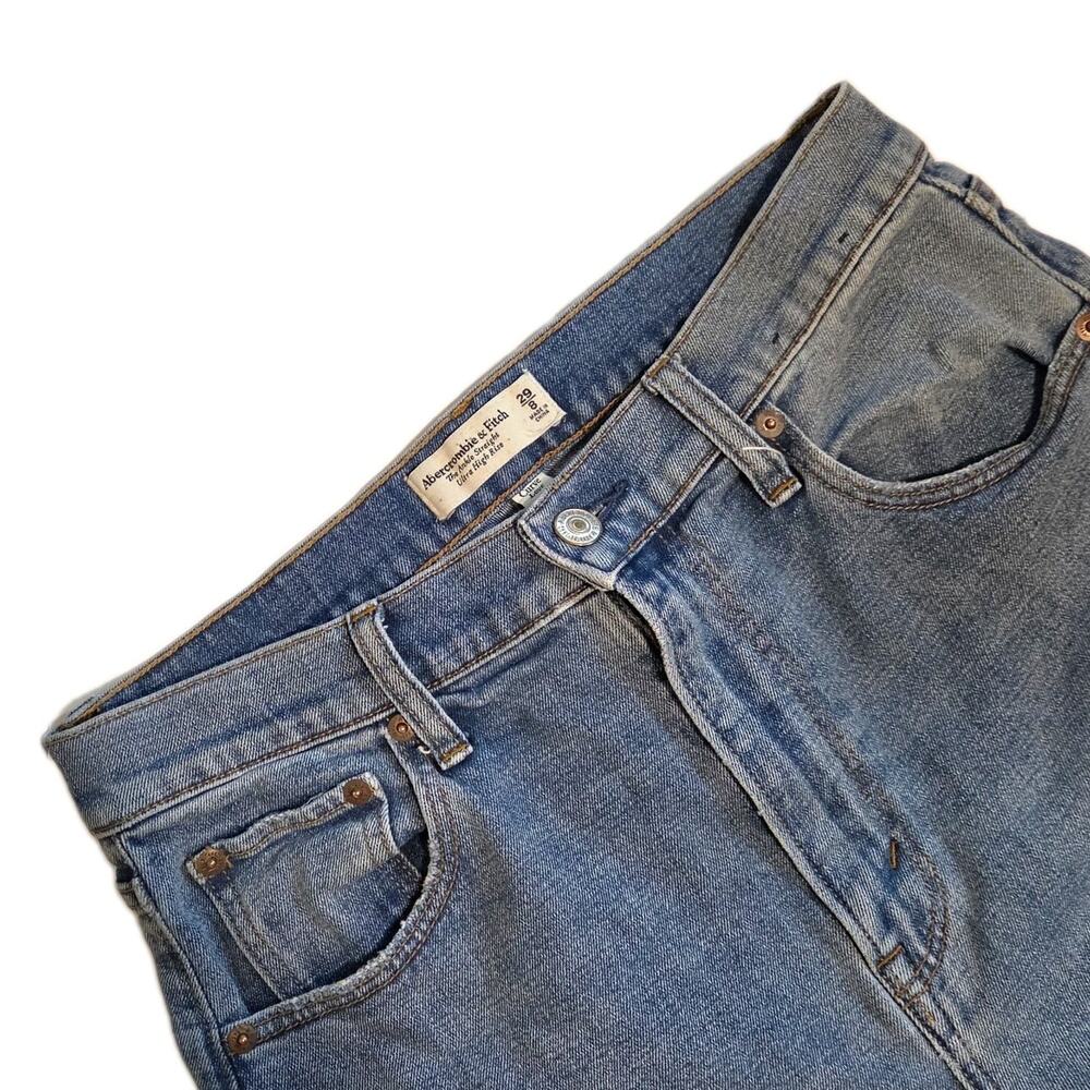 Abercrombie & Fitch Curve Love Ankle Straight Ultra High Rise Jeans Blue SZ 29/8